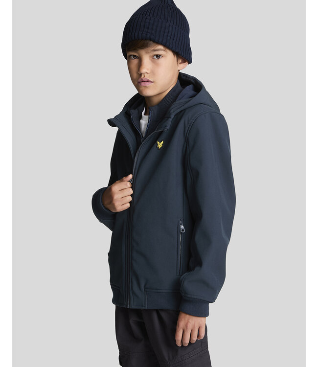 Lyle & Scott winter softshell jas jongens - donker navy blauw - capuchon