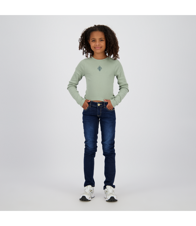 Vingino winter top meisjes - groen - Basic crop longsleeve - rib