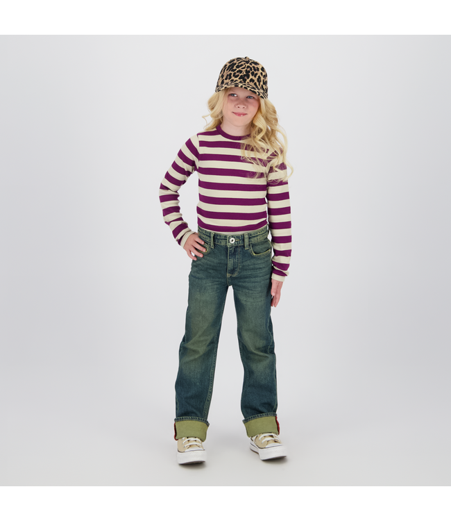 Vingino winter top meisjes - paars - Basic crop top - rib, strepen