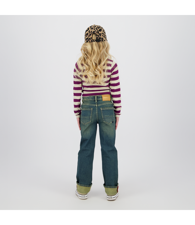 Vingino winter top meisjes - paars - Basic crop top - rib, strepen