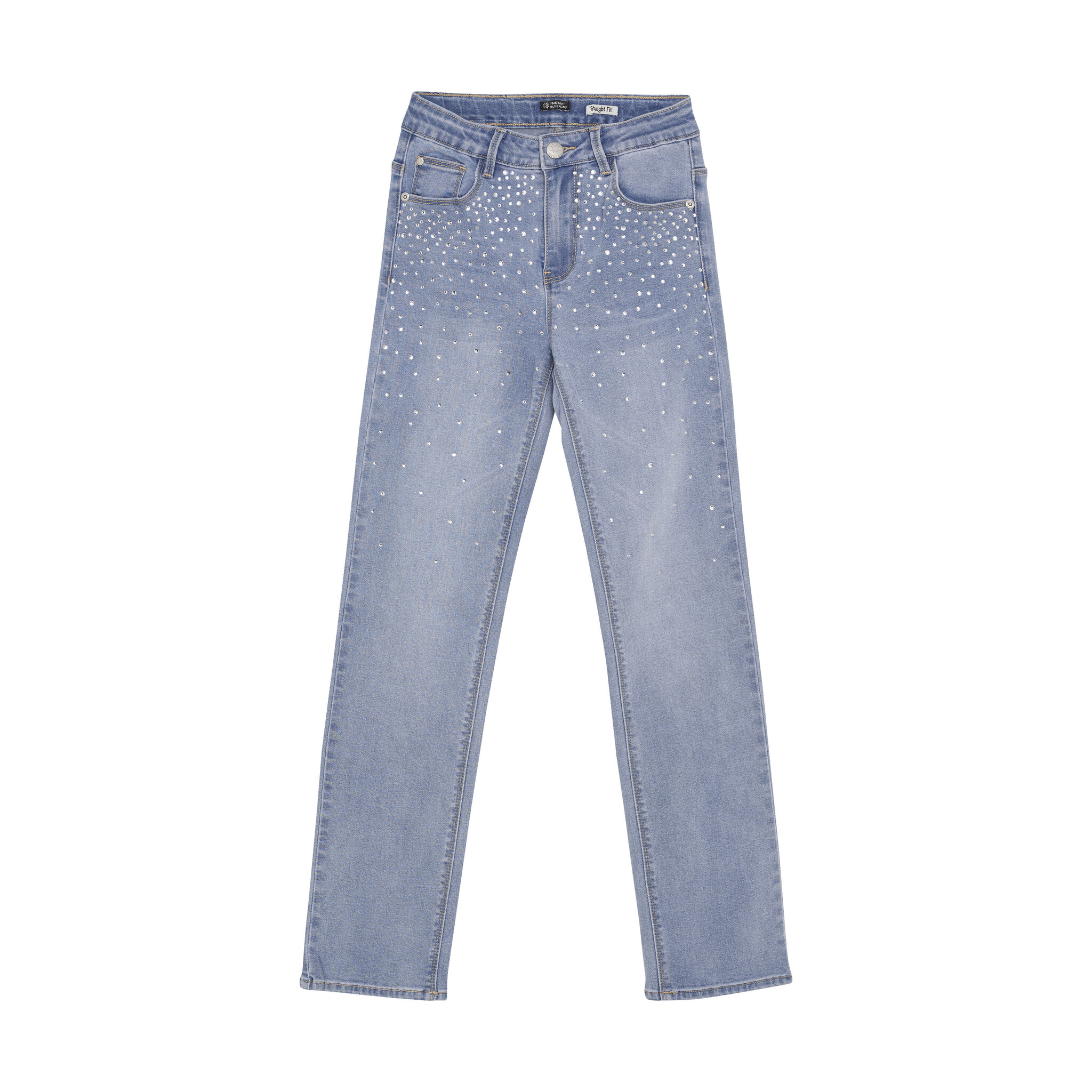Indian Blue Jeans Winter jeansbroek meisjes - blauw - straight fit/studs afbeelding