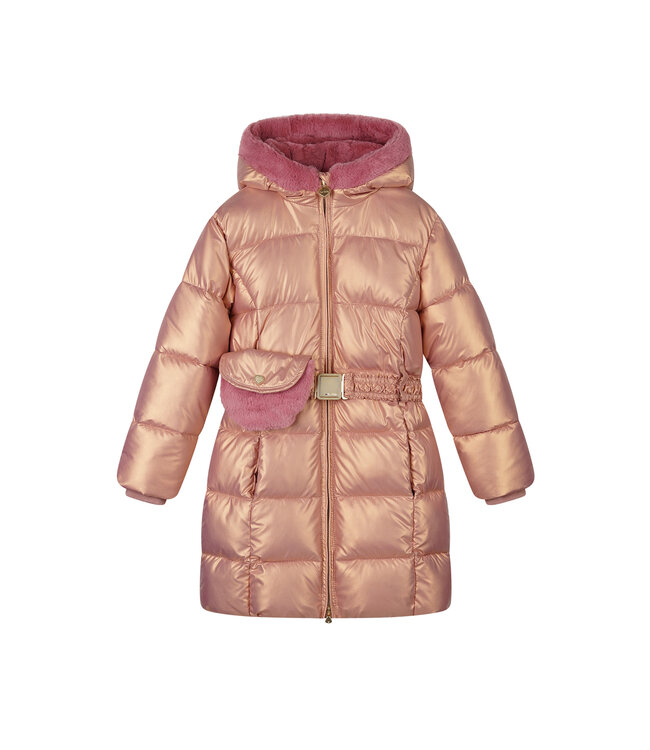 Le Chic winter winterjas meisjes - roze - Bodhi - furry, lang, tas