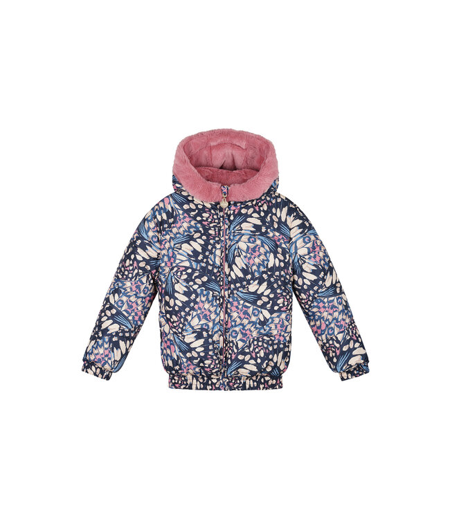 Le Chic winter bomberjack meisjes - navy blauw - Bente - reversible - AOP vlinder