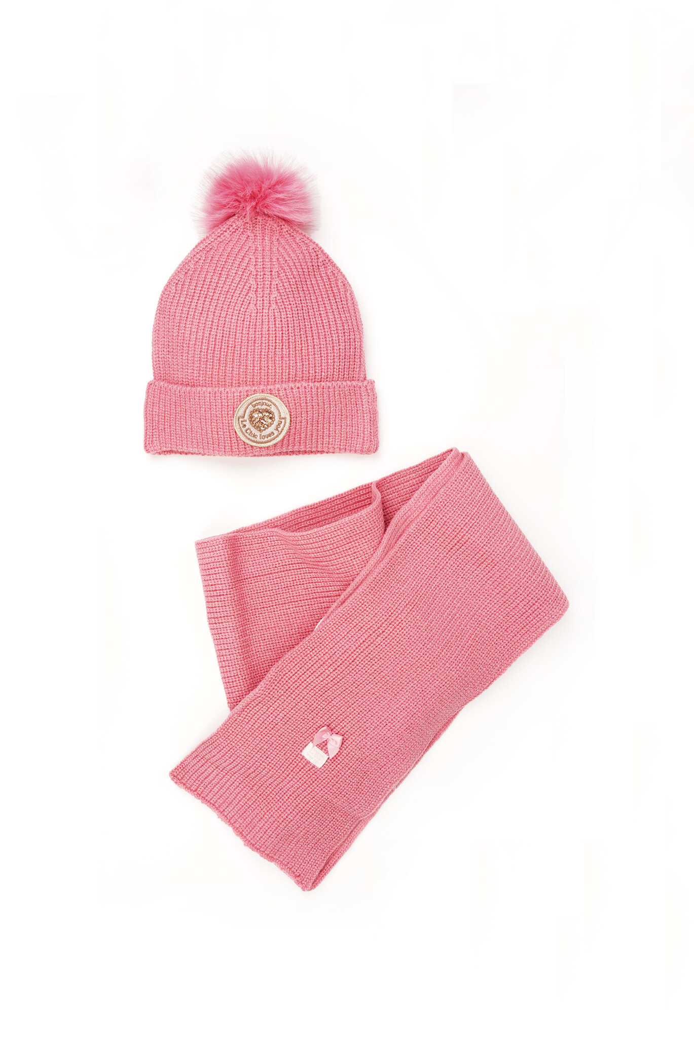 Le Chic winter muts & sjaal set meisjes - roze - Rosa & Reya afbeelding