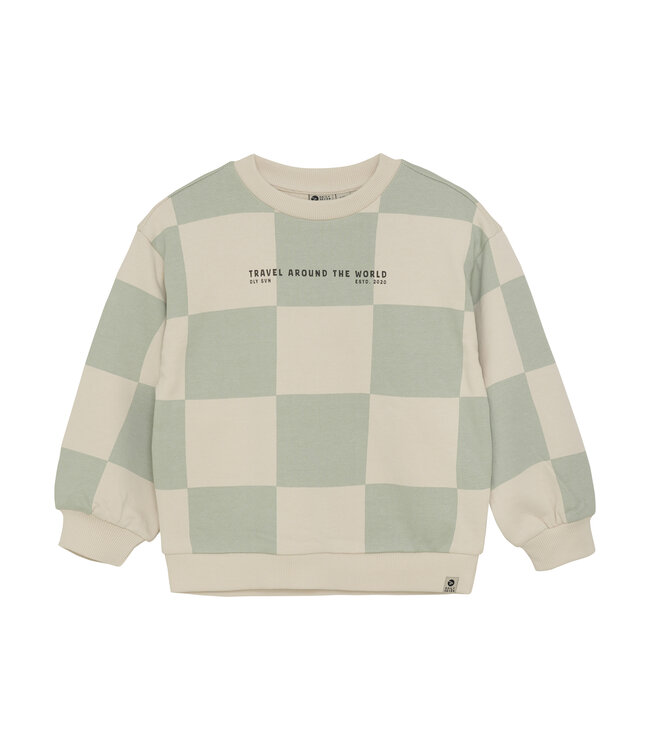 Daily7 winter sweater jongens - groen - oversized/geruite print