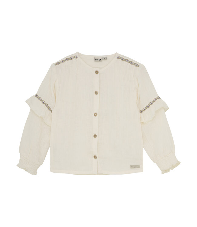 Daily7 winter t-shirt meisjes - wit - longsleeve/ruffle