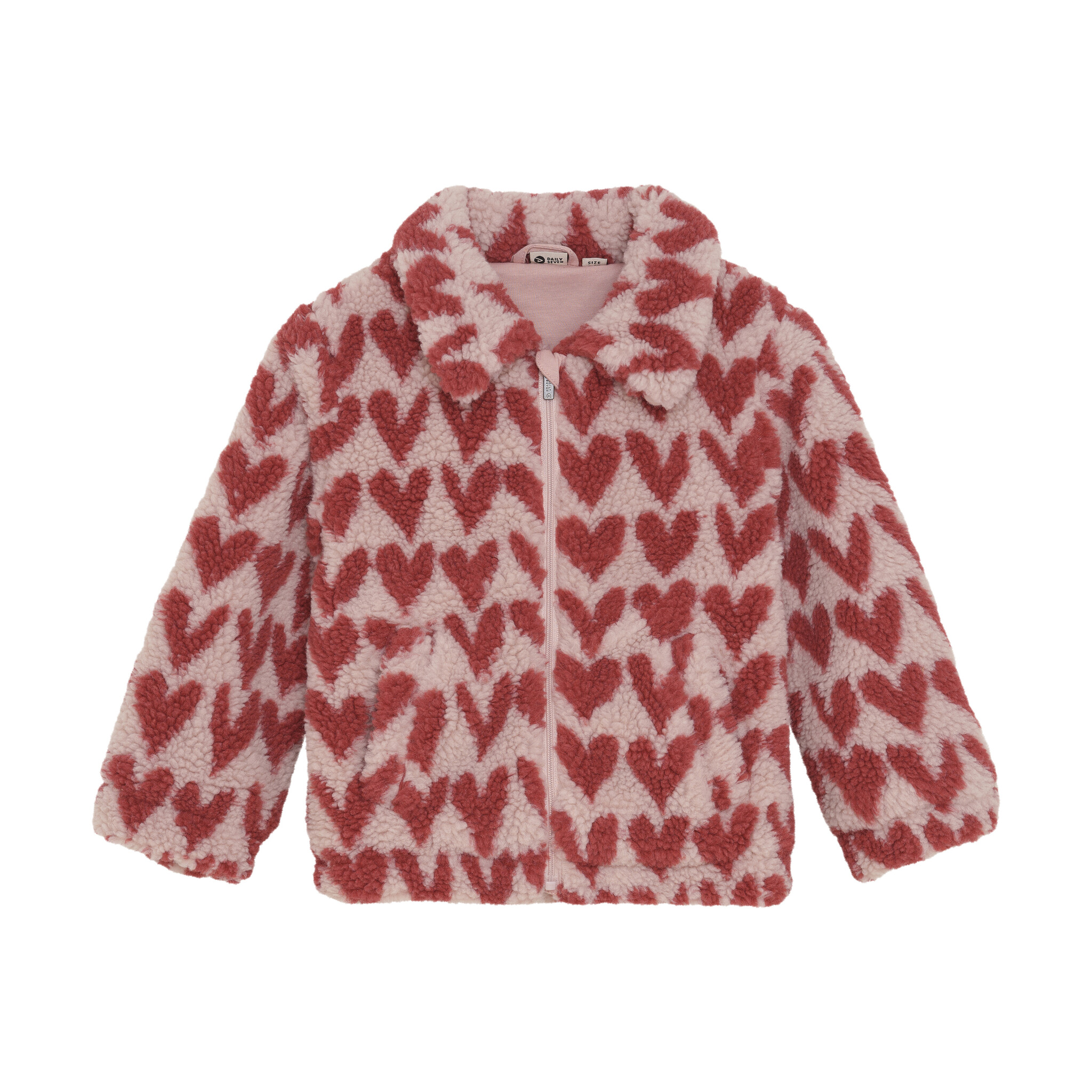 Daily7 winter winterjas meisjes - roze - teddy/hart afbeelding