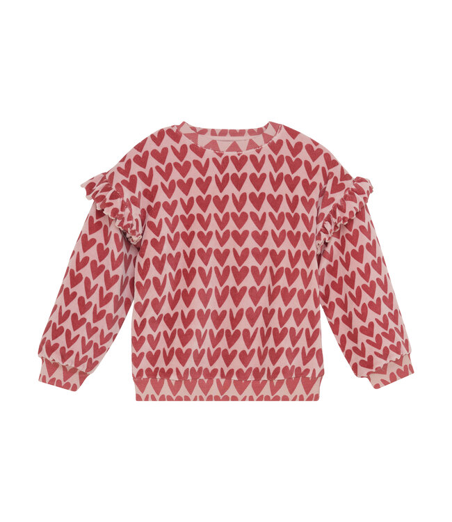 Daily7 winter sweater meisjes - roze - hart print
