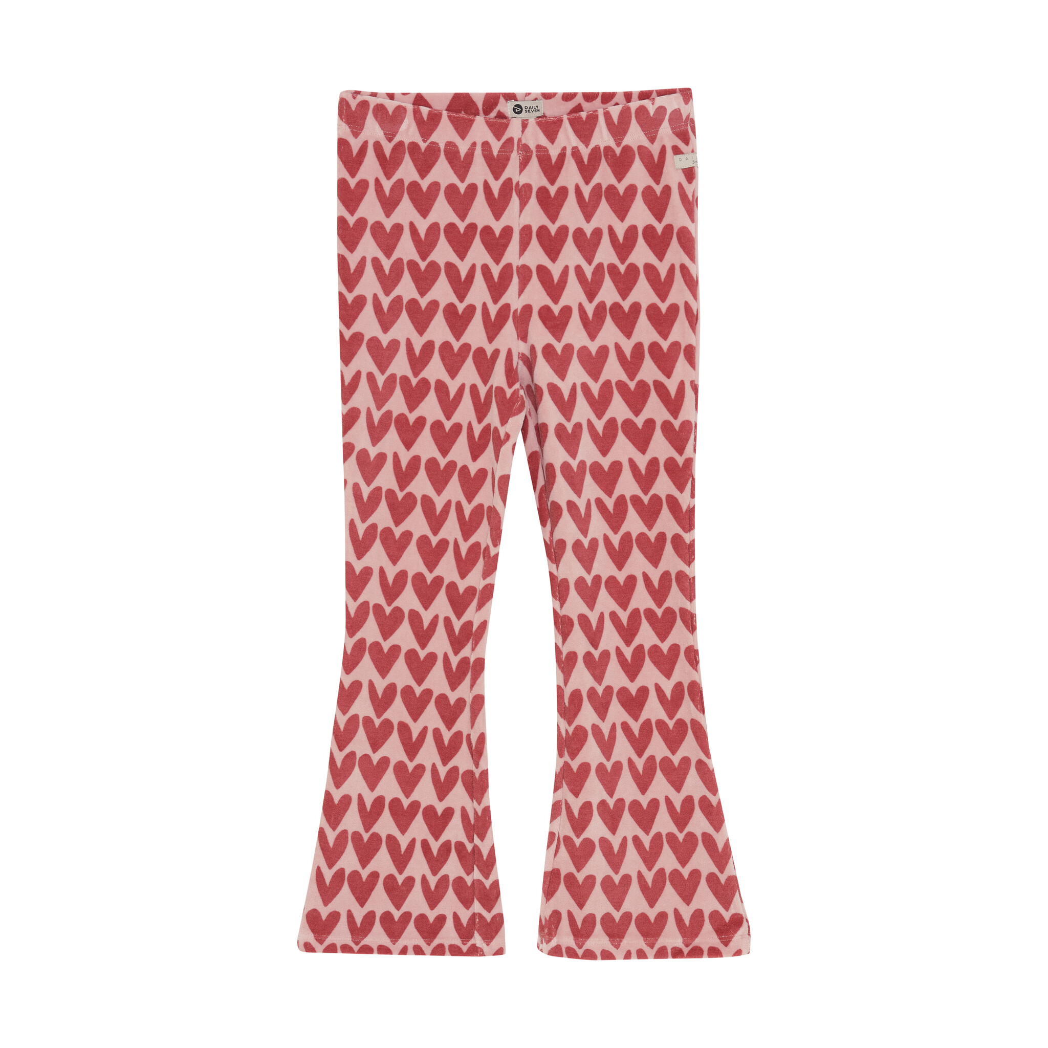 Daily7 winter flare broek meisjes - roze - hart afbeelding
