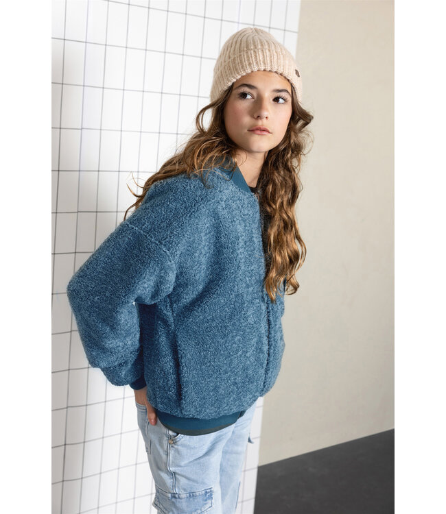 NoBell winter bomberjack meisjes - donker blauw - Bomber - reversible, verborgen capuchon