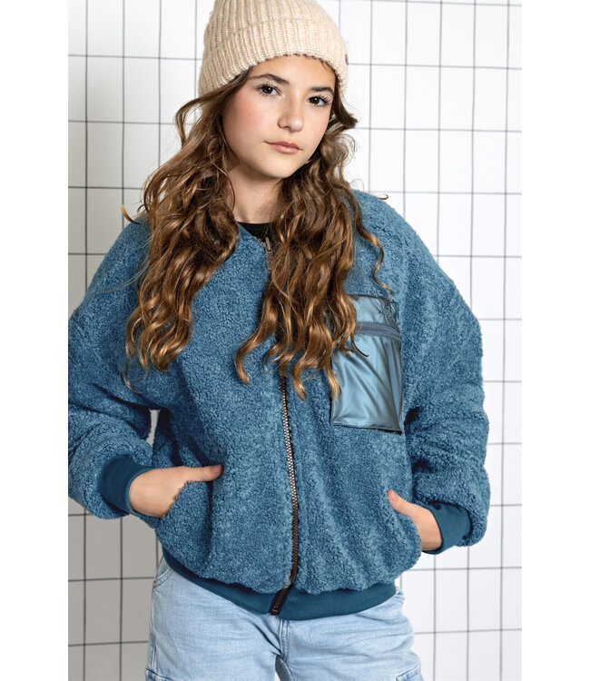 NoBell winter bomberjack meisjes - donker blauw - Bomber - reversible, verborgen capuchon