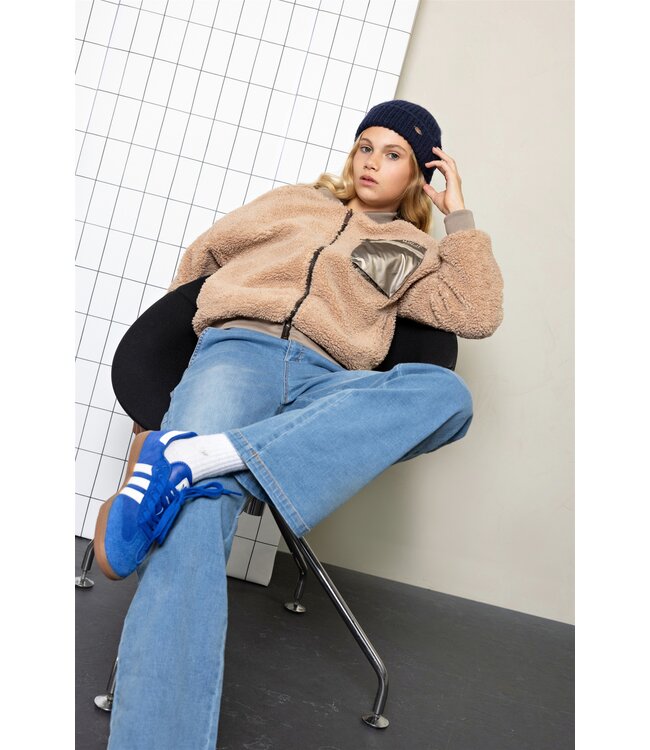 NoBell winter bomberjack meisjes - bruin - Bomber - reversible, verborgen capuchon