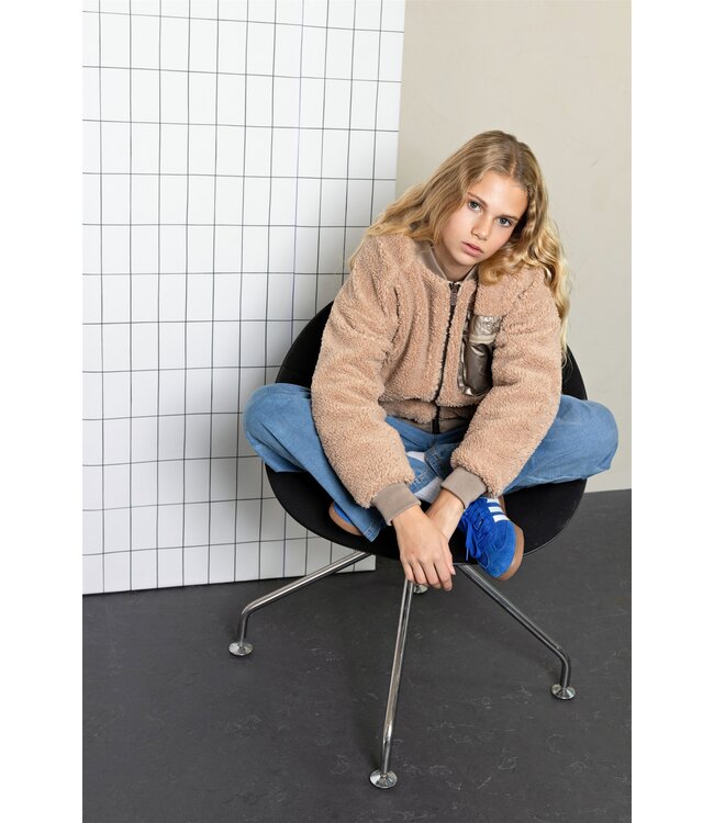 NoBell winter bomberjack meisjes - bruin - Bomber - reversible, verborgen capuchon