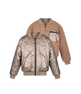 NoBell winter bomberjack meisjes - bruin - Bomber - reversible, verborgen capuchon