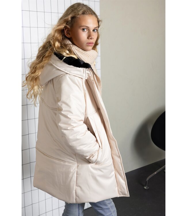 NoBell winter winterjas meisjes - beige - Belvine - lang, capuhon