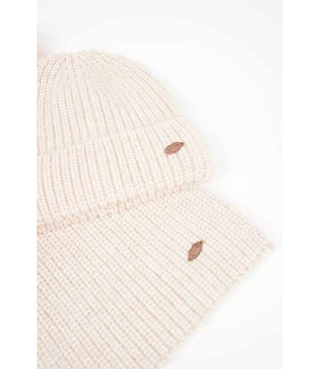 NoBell winter sjaal + muts set meisjes - beige - Ronja - gebreid