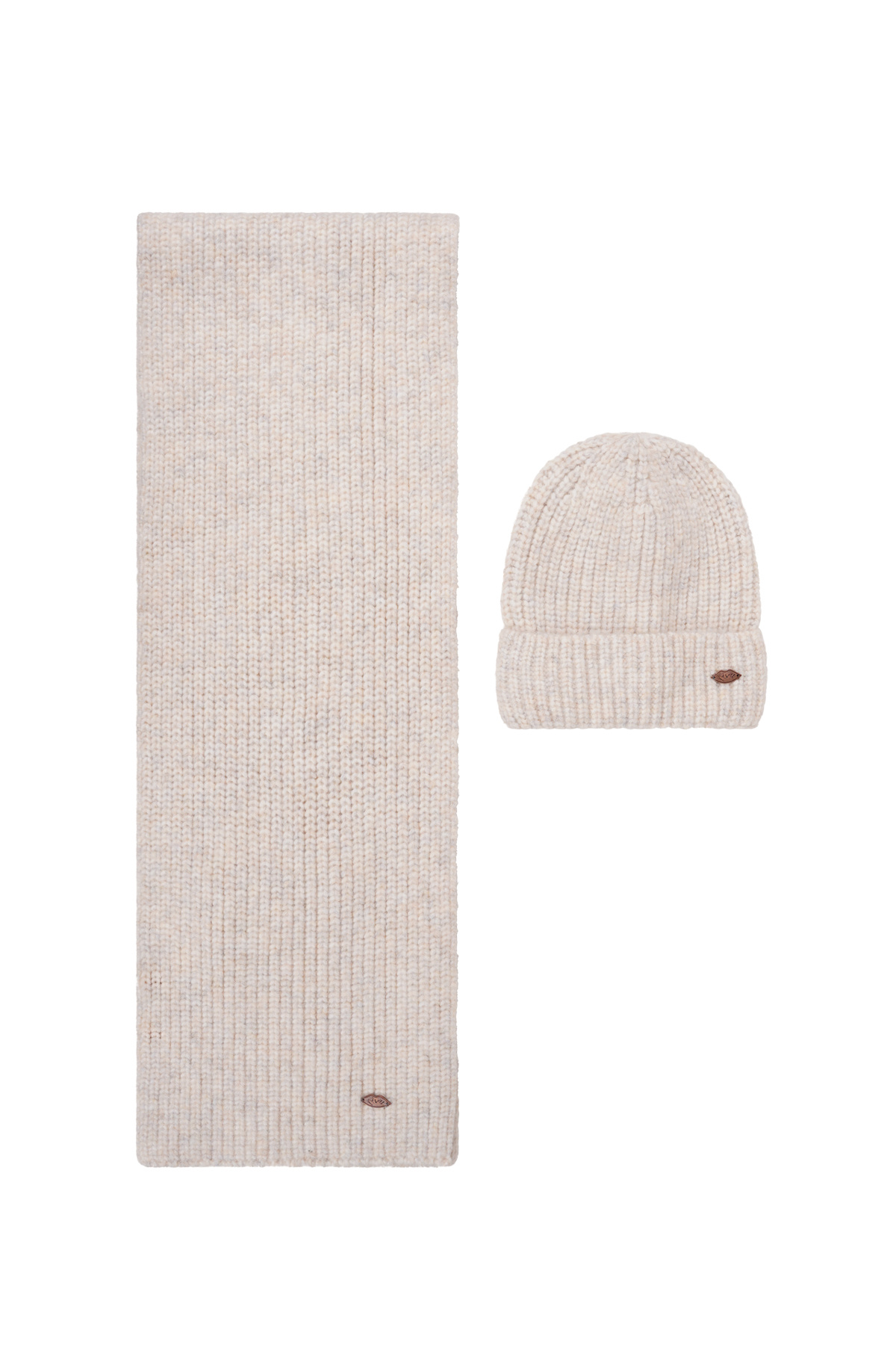 NoBell winter sjaal + muts set meisjes - beige - Ronja - gebreid afbeelding