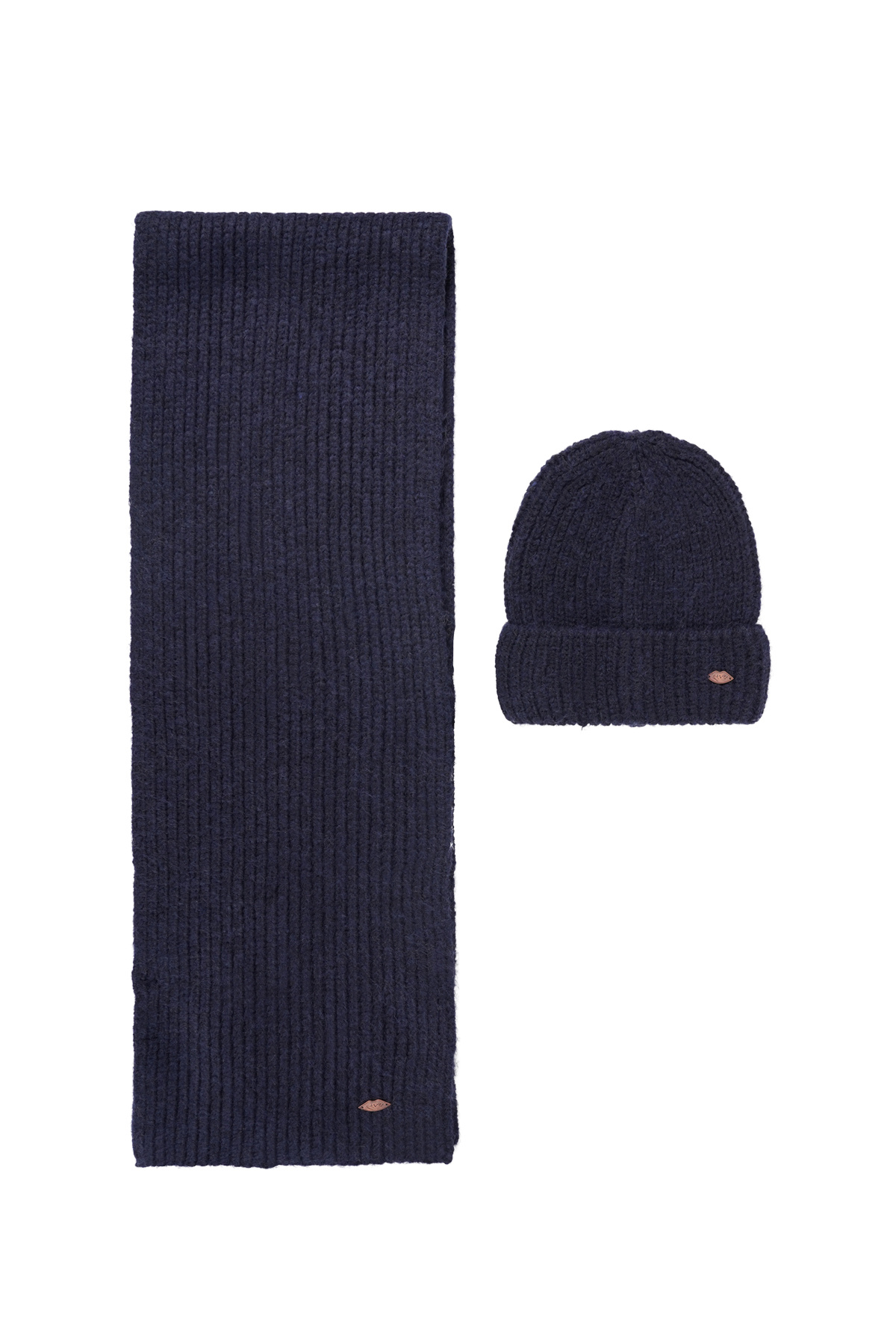 NoBell winter sjaal + muts set meisjes - navy blauw - Ronja - gebreid afbeelding