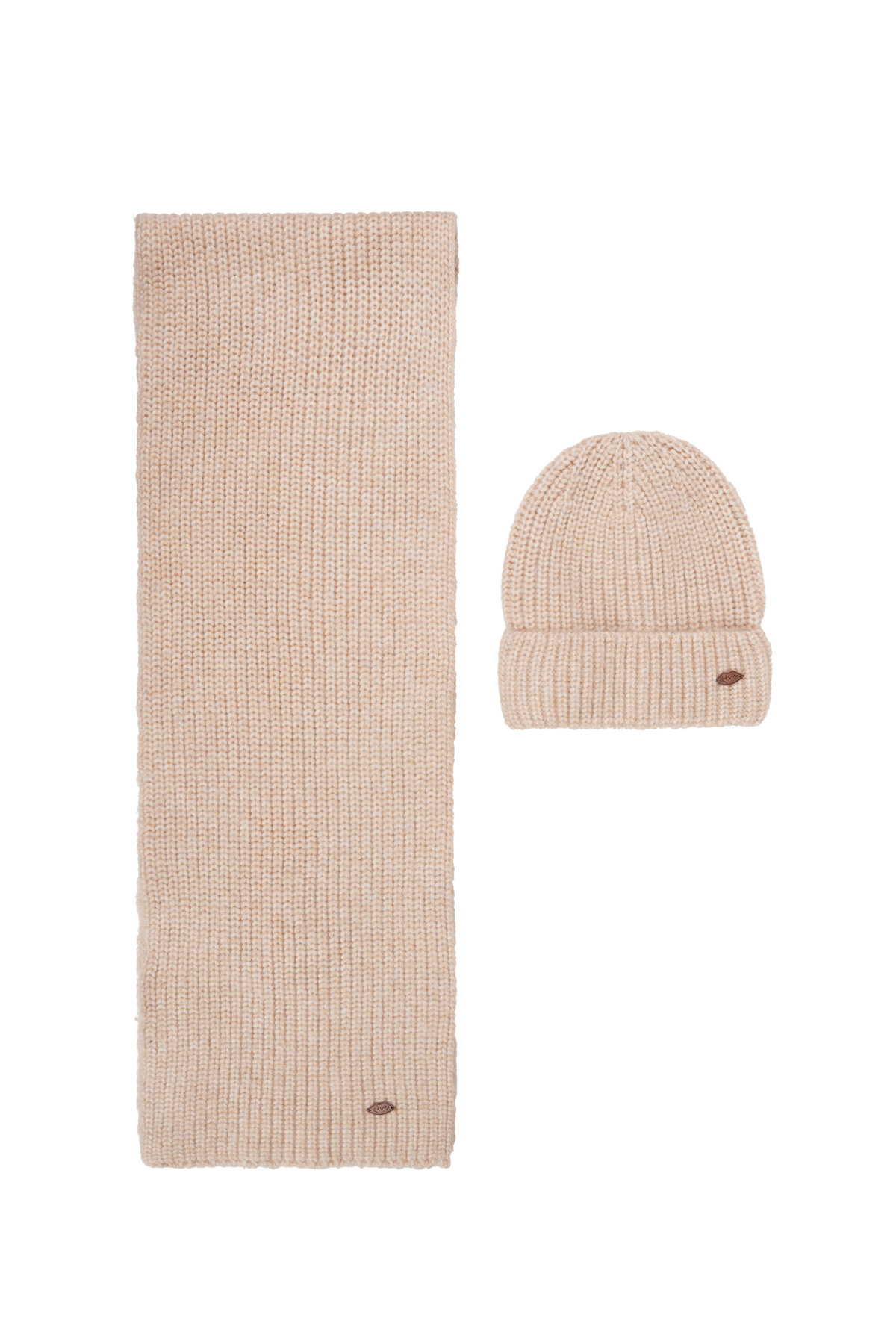 NoBell winter sjaal + muts set meisjes - beige - Ronja - gebreid afbeelding