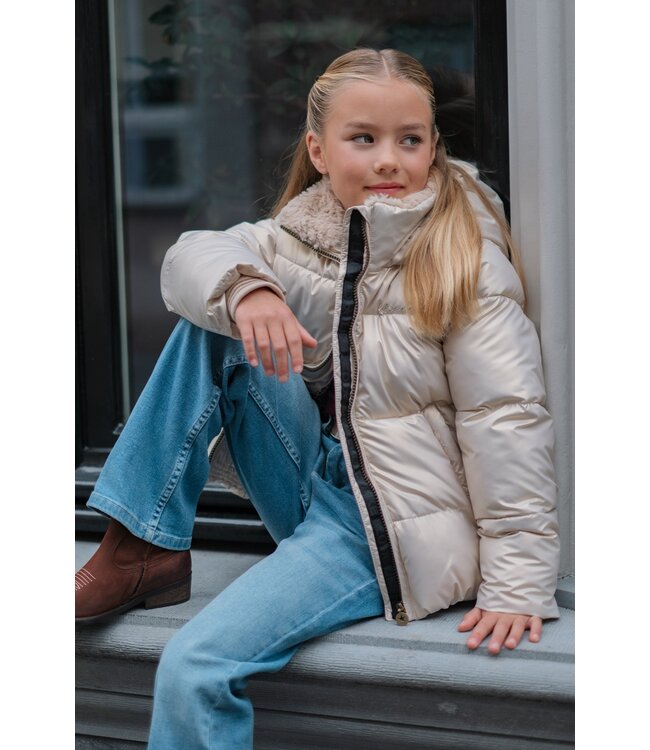 Like Flo winter winterjas meisjes - goud - Aelin - kort, capuchon, metallic