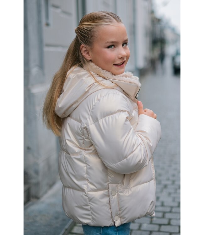 Like Flo winter winterjas meisjes - goud - Aelin - kort, capuchon, metallic
