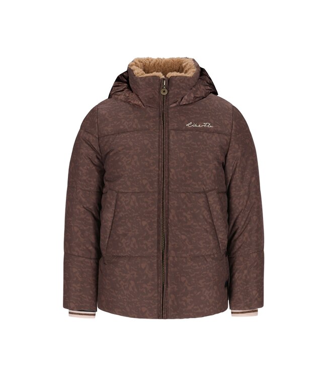 Like Flo winter winterjas meisjes - bruin - Aelin - kort, capuchon, panter