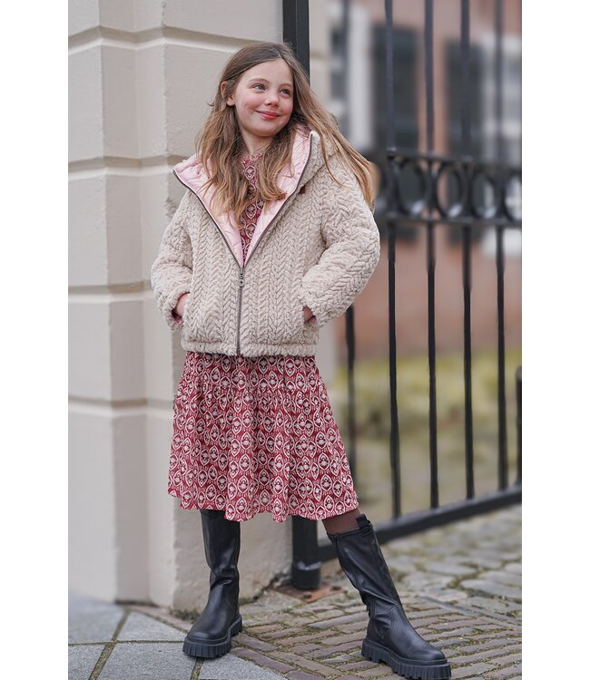 Like Flo winter winterjas meisjes - paars - Aimee - kort, reversible, capuchon