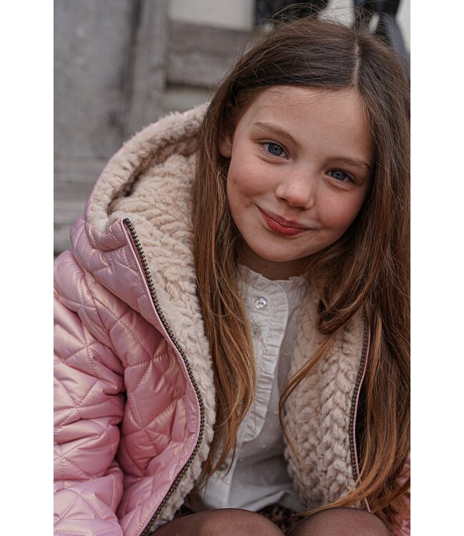 Like Flo winter winterjas meisjes - paars - Aimee - kort, reversible, capuchon