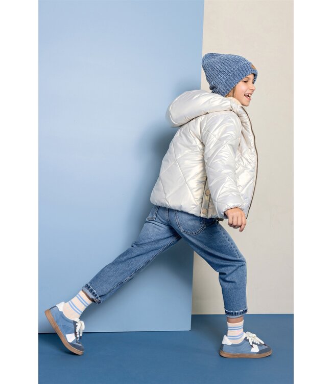 NoNo winter winterjas meisjes - beige - Button - kort, capuchon