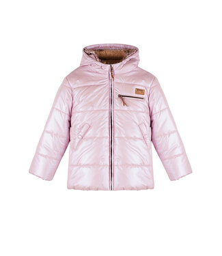 NoNo winter winterjas meisjes - roze - Bubble - dubbele capuchon, middellang