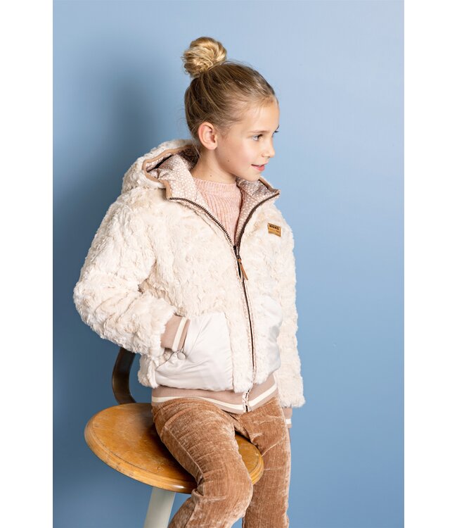 NoNo winter bomberjack meisjes - bruin - Bomby - reversible, capuchon