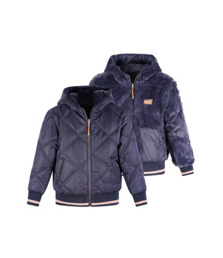 NoNo winter bomberjack meisjes - navy blauw - Bomby - reversible, capuchon