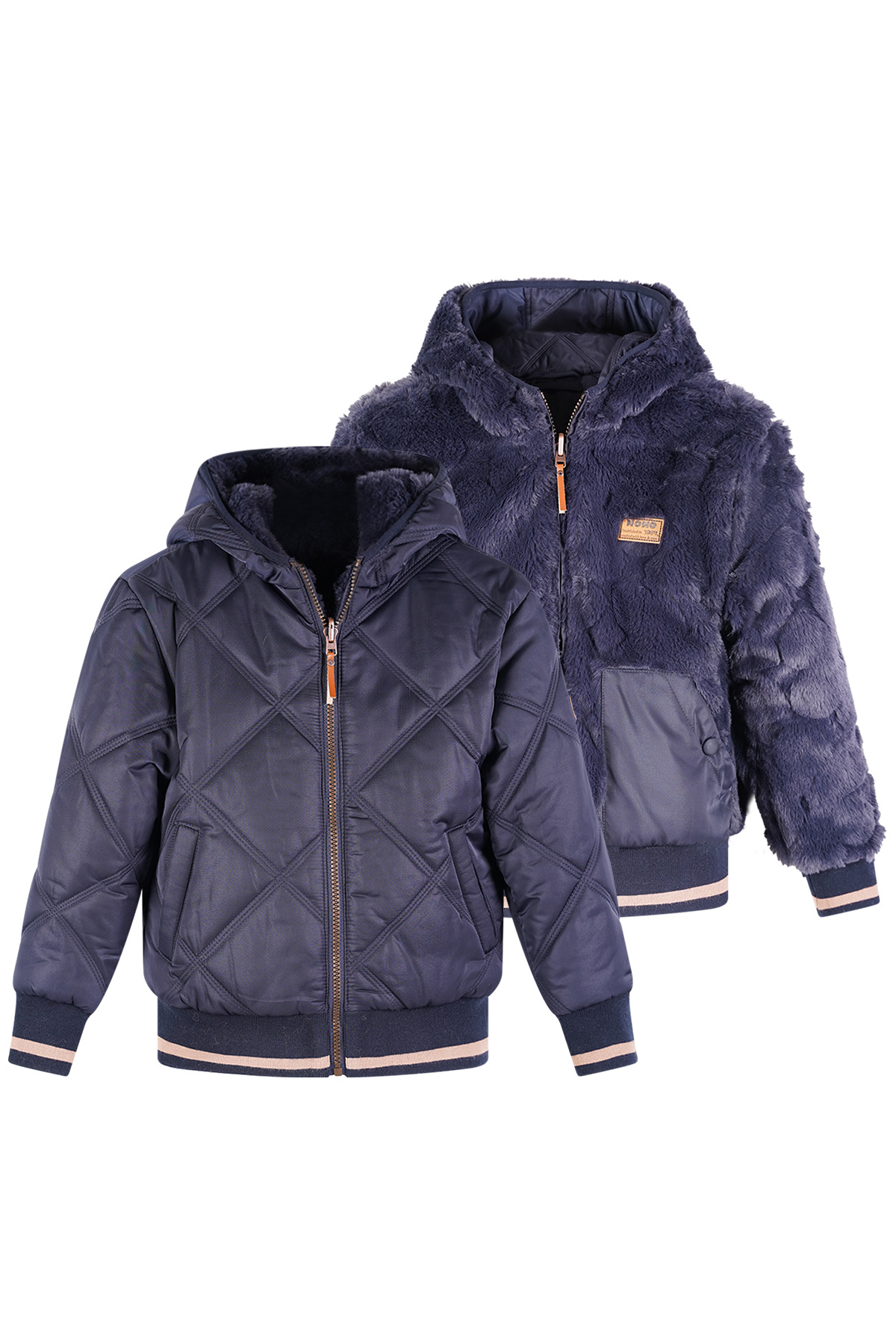 NoNo winter bomberjack meisjes - navy blauw - Bomby - reversible, capuchon afbeelding