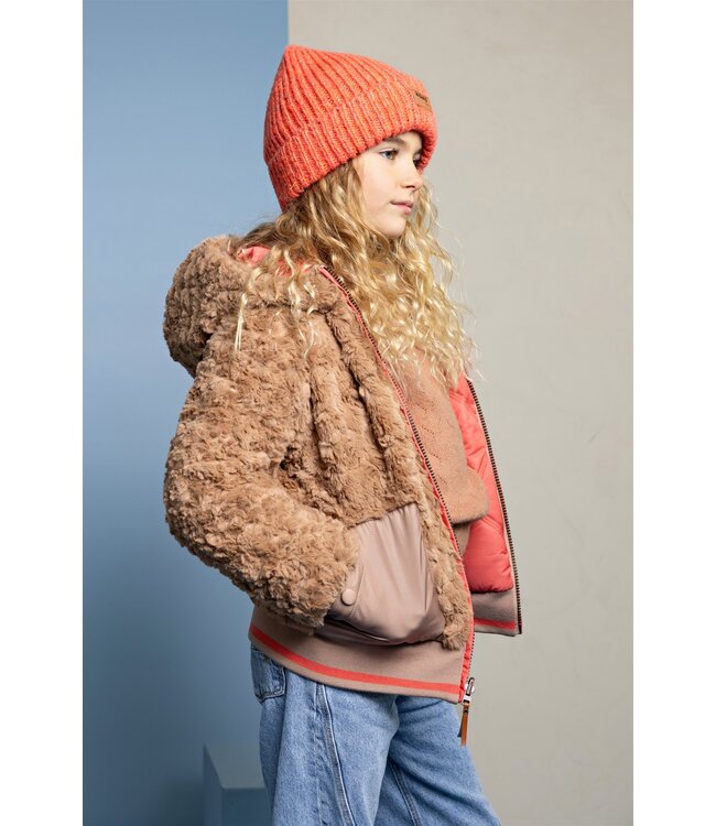 NoNo winter bomberjack meisjes - roze - Bomby - reversible, capuchon