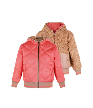 NoNo winter bomberjack meisjes - roze - Bomby - reversible, capuchon