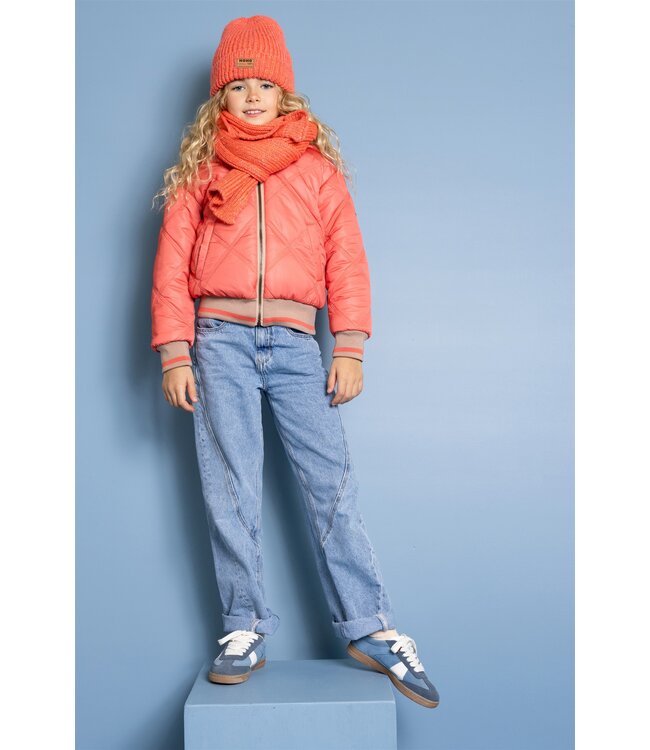 NoNo winter sjaal + muts set meisjes - roze - Raya - gebreid