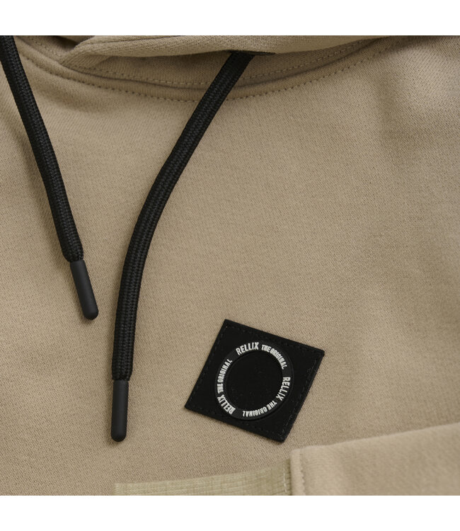 Rellix winter hoodie jongens - bruin - badge