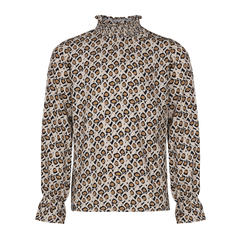 KIEstone winter blouse meisjes - bruin panter - Fieke afbeelding