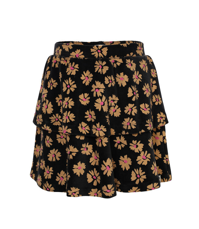 LOOXS Little winter velvet flare rok meisjes - zwart - bloem