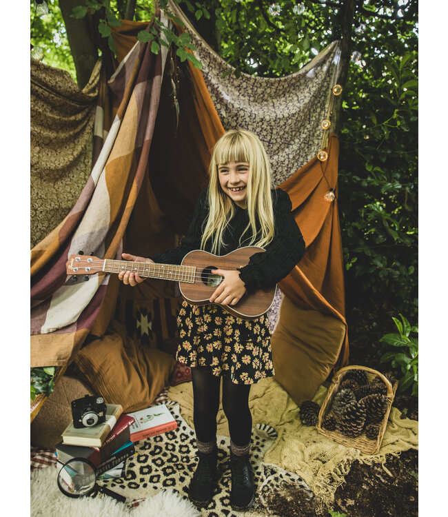 LOOXS Little winter velvet flare rok meisjes - zwart - bloem