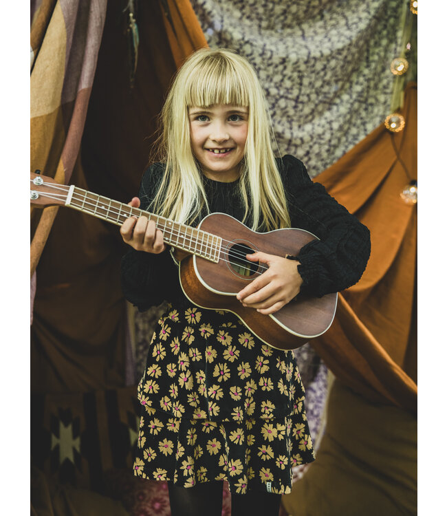 LOOXS Little winter velvet flare rok meisjes - zwart - bloem