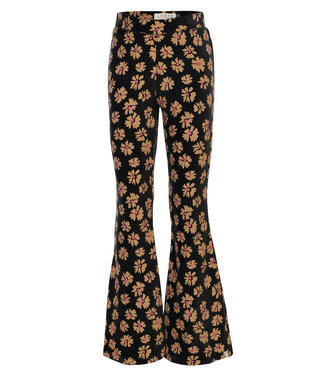 LOOXS Little winter velvet flare broek meisjes - zwart - bloem