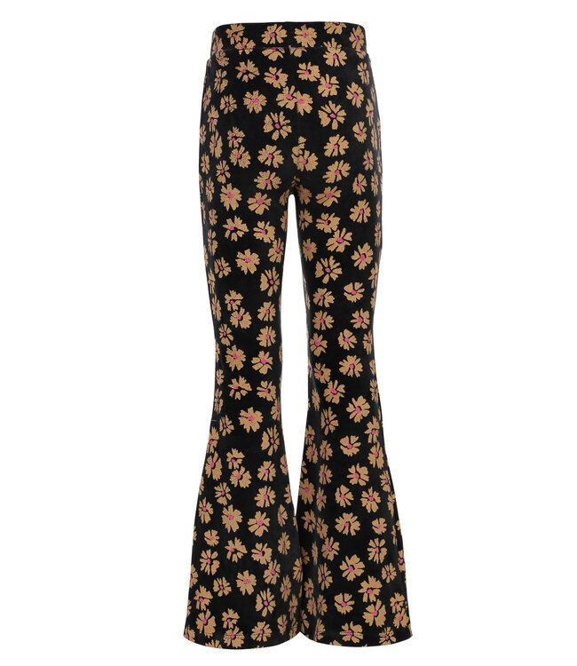 LOOXS Little winter velvet flare broek meisjes - zwart - bloem