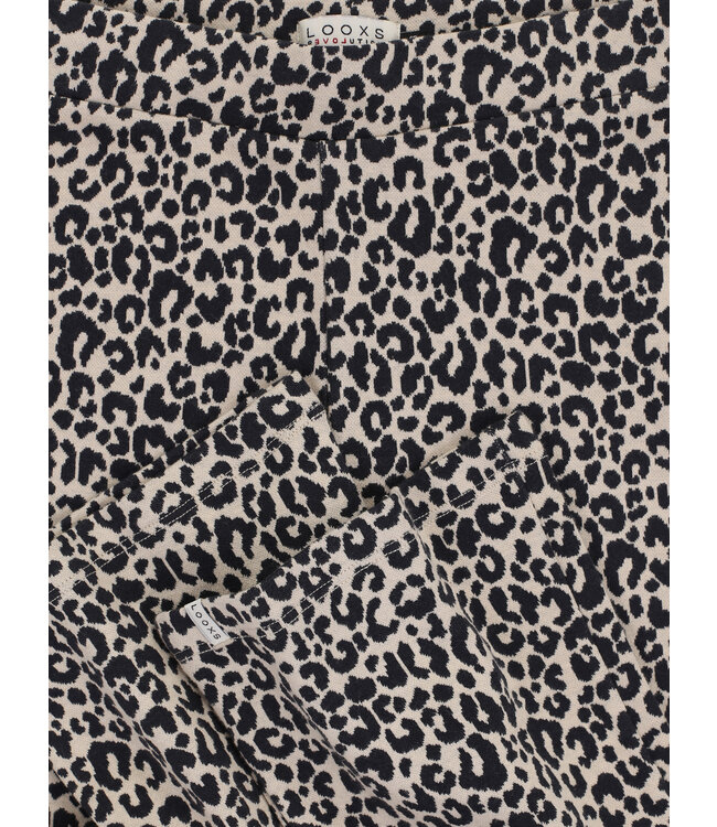LOOXS Little winter broek meisjes - zand - luipaard/jaquard
