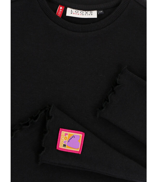 LOOXS Little winter rib top meisjes - grijs