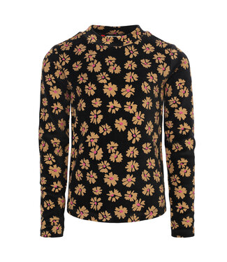 LOOXS Little winter velvet top meisjes - zwart - bloem