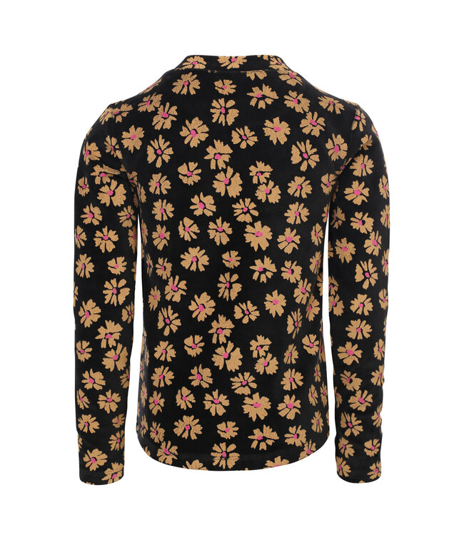 LOOXS Little winter velvet top meisjes - zwart - bloem