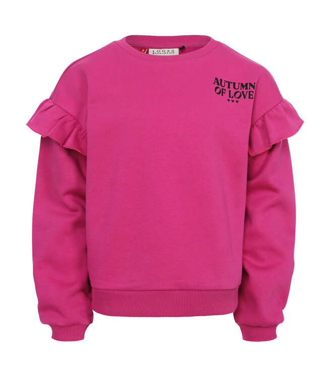 LOOXS Little winter sweater meisjes - roze - ruffle
