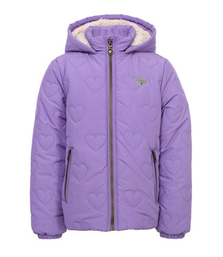 LOOXS Little winter winterjas meisjes - paars - gewatteerde hartjes