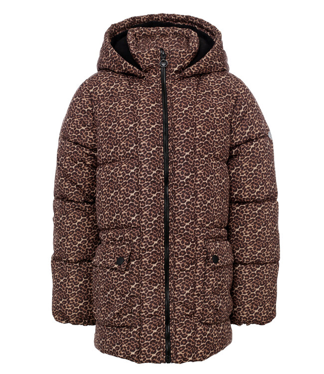 LOOXS Little winter winterjas meisjes - bruin/zwart - panter